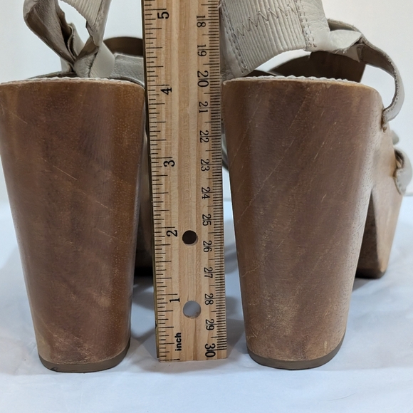 Anthro Miss Albright Platform Sandals, Cream Leather - Picture 10 of 13